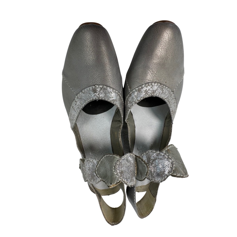 Rieker Antistress Mary Jane Pumps Womens 40 Silver Pewter Leather Slingback Heel - Picture 13 of 14